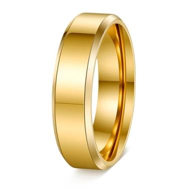 Imagem de Udolfly Alianças de casamento para homens mulheres 4 mm 6 mm 8 mm anéis de titânio altamente polido ouro/preto/prata anéis de compromisso para ele ela, 7, Metal, Sem pedra preciosa