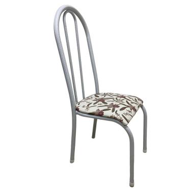 Imagem de Kit 4 Cadeiras Sala Jantar Aço Tubolar Cozinha Courino Junco Cor Do Assento:bege-branco