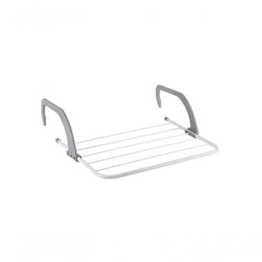 Imagem de Varal Portátil Dobrável De Porta, Janela E Sacada Com 5 Varetas Metálicas Super Resistente - Branco