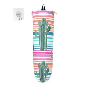 Imagem de xigua Suporte de parede para saco de plástico cactos com cordão, pacote com 2, organizador de sacolas de compras reutilizáveis para bolsas, meias, roupas íntimas e gravatas