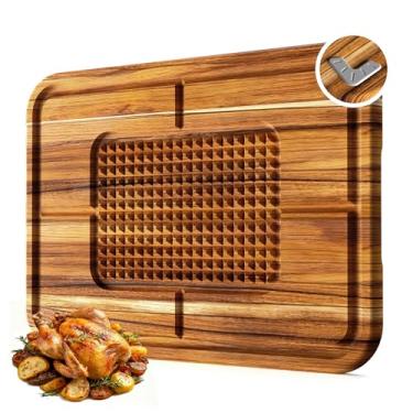 Imagem de Tábua de cortar madeira, tábua de corte dupla face, tábua de servir, cozinha, essencial, casa, aquecimento, anfitriã, presente bandeja de servir para Natal, casamento, aniversário, aniversário, azul