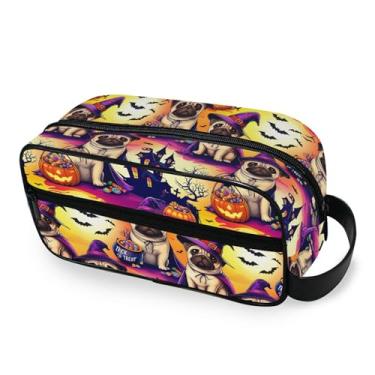 Imagem de Burbuja Linda bolsa de higiene pessoal de viagem de cachorro em bruxa para mulheres e homens, bolsa organizadora portátil de maquiagem para acessórios de higiene pessoal com alça