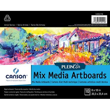 Imagem de Canson Plein Air Mix Media Art Board Pad para aquarela, acrílico, canetas e lápis, 20 x 25 cm, conjunto de 10 placas