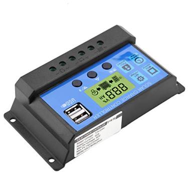 Imagem de Cryfokt Controlador de Carga Solar Eficiente PWM 12V 24V Regulador Display LCD para Barco Campista RV Com USB Duplo (YJSS-30A)