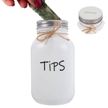 Imagem de MOJMBSBY Banco de lavanderia, cofre de moedas para decoração de lavanderia, pote rústico com ponta de fazenda com compartimento grande para todas as moedas, notas e ingressos, vidro de 1000 ml com