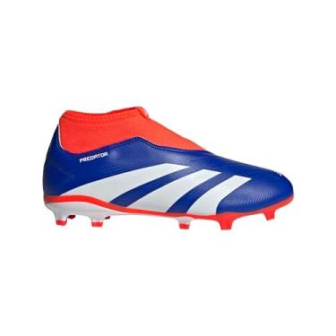 Imagem de adidas Tênis unissex League Laceless Football Boots Firm Ground (criança pequena), Azul lúcido, branco/vermelho solar, 17