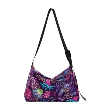 Imagem de Linda bolsa feminina de couro sintético de vaca Hobo bolsa masculina de luxo com estampa animal, Marine Life Underwater World