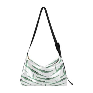 Imagem de Camuflagem Dino Grunge Verde Hobo Bolsas de Couro para Mulheres Grande Bolsa de Ombro com Estampa Animal, Adoráveis crocodilos engraçados
