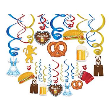 Imagem de Decorações de redemoinho da Oktoberfest de Munique, serpentinas alemãs para festa da Oktoberfest, artigos de festa Wiesenbier, salsicha, cerveja, vestido dourado, decorações de calças de couro