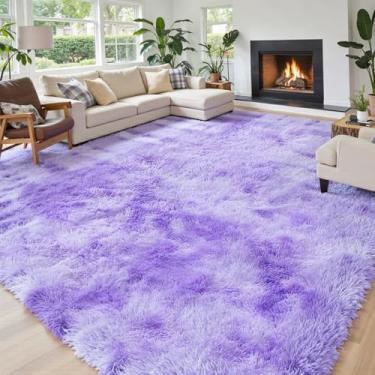 Imagem de Tapetes de área 25,5 x 35,5 cm, sala de estar, tapete felpudo macio, tapete de cabeceira, tapetes grandes para quarto, crianças, meninas, meninos, decoração de casa, antiderrapante (25 x 35, roxo