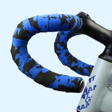 Imagem de 1 conjunto preto e azul correia curva carro estrada bicicleta respirável esponja de camuflagem absorvente de choque alça de camuflagem