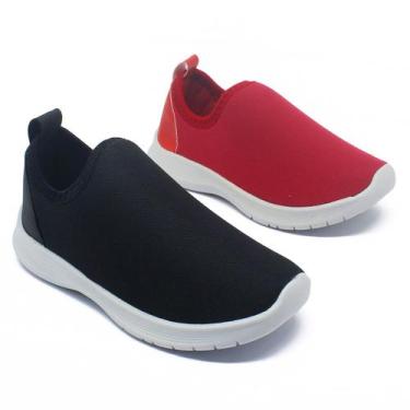 Imagem de Kit 2 Pares Tênis Infantil Escolar Calce Facil Leve Confortável Macio 