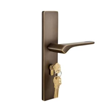 Imagem de Fechadura de porta de madeira para quarto de quarto de luxo estilo nórdico simples americano estilo nórdico silencioso interior (bronze café, tamanho médio)