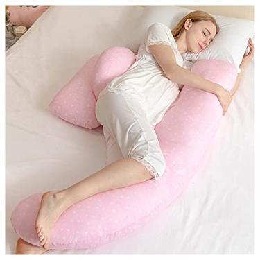 Imagem de Travesseiros de gravidez para dormir removível em forma de H travesseiro de corpo inteiro almofadas de maternidade para dormir travesseiro corporal de gravidez com capa de algodão D (E)