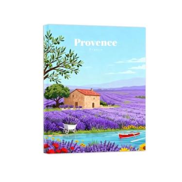 Imagem de Pôster paisagem - Lavanda Provença - Impressões em Tela - Imagem Natureza Moderna para Sala de Estar Decoração 40x50cm Tela Embrulhada