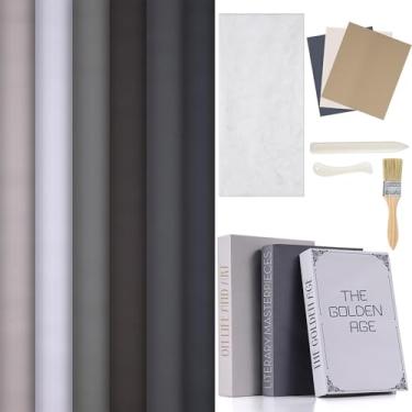 Imagem de Feifeiya Kit de 6 peças de pano para encadernação de livros, encadernação de livros 40,6 cm x 89,5 cm, superfície de tecido com suporte de papel, 3 folhas de vinil de ferro, ferramenta de reparo de