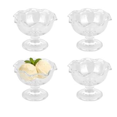 Imagem de Opexscal Conjunto de 4 tigelas de sobremesa de vidro de 170 g, copos elegantes de sorvete, copos de sobremesa, para sundae, frutas, sorvete, pudim, lanches pequenos