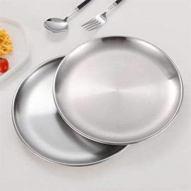 Imagem de Conjunto de pratos de aço inoxidável de 5 a 30 cm, pratos infantis inquebráveis, seguro para forno e lava-louças, para festa em família, piquenique