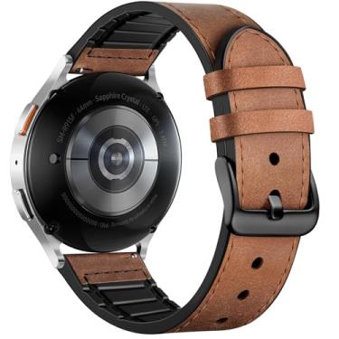 Imagem de Adorve Pulseiras de couro compatíveis com Samsung Galaxy Watch 7/Galaxy Watch 6 de 40 mm e 44 mm, Watch 6/4 Classic, 5 Pro/5/4/FE/Active 2, pulseira de couro de grão superior de 20 mm para Samsung