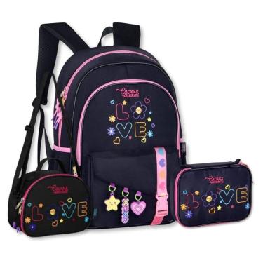 Imagem de Mochila Cacau Haxkar Com Lancheira E Estojo Kit Escolar Fem