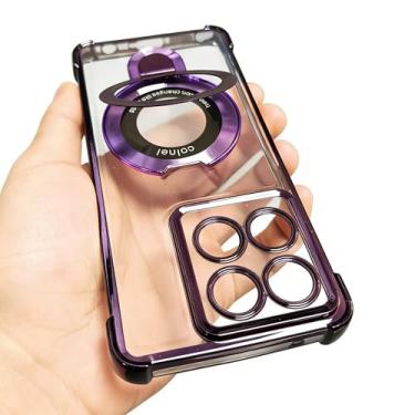 Imagem de Buliangren Capa compatível com Motorola Moto G Stylus 2025 5G capa macia protetora com suporte de anel capa de telefone transparente para Moto G Stylus 2025 feminino, roxo