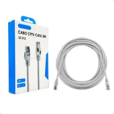 Imagem de Cabo CFTV conexão RJ45 Cat6 de 3 metros transmissão de Dados estabiliz
