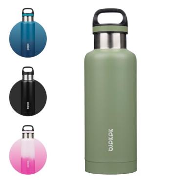 Imagem de BJPKPK Garrafa de água isolada de aço inoxidável de 947 ml com alça de parede dupla garrafa isolada a vácuo livre de BPA, verde floresta