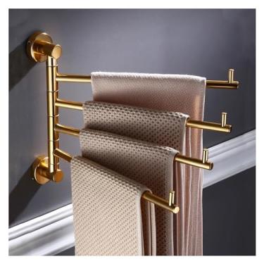 Imagem de 3FLQOOPP Toalheiros, suporte giratório de toalha de banheiro, suporte de secagem de parede para lavanderia, gancho de alumínio à prova de ferrugem, organizador de armazenamento para economia de espaço