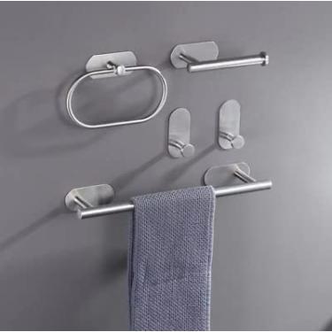 Imagem de HHHJQFAAT Suporte de papel higiênico montado na parede de aço inoxidável suporte de papel higiênico para banheiro (cor: suporte de toalha de papel) (conjunto de quatro peças)