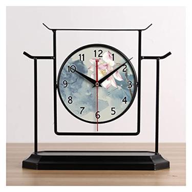 Imagem de U5GAAALPPQ9 Relógio de mesa, relógio de mesa, relógio de mesa, novos relógios de estilo chinês, decoração para casa, sala de estar, ornamentos, relógio retro, relógio de secretária decorativo de 30 cm