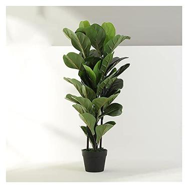 Imagem de SLGGPJBU Plantas artificiais em vasos de plantas artificiais grandes em vaso artificial de folha de violino artificial em vaso de plástico 90 cm para decoração de escritório em casa, plantas em vasos