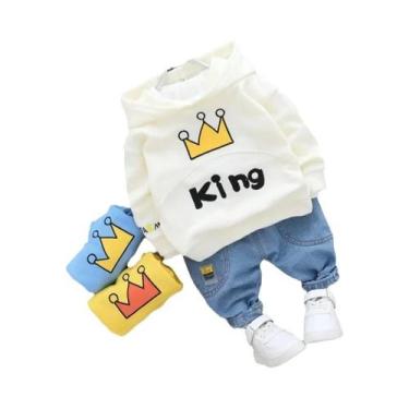 Imagem de Conjunto De Roupa Infantil Para Menino Com Suéter De Algodão Com Capuz