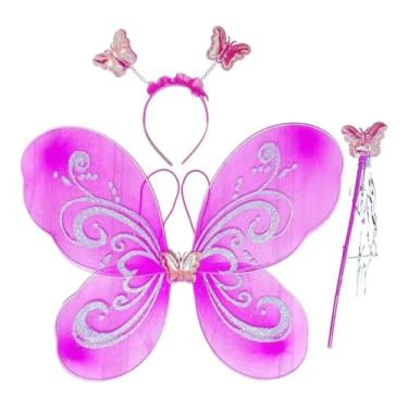 Imagem de Kit Fantasia Asa de Borboleta Infantil Fadinha com Tiara e Varinha