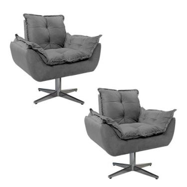 Imagem de kit 02 Poltronas Opala Base Giratória de Metal Sintético - Amarena Móv