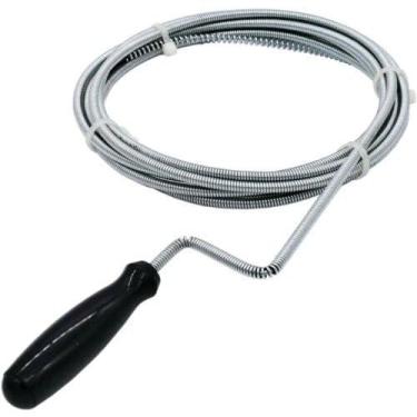 Imagem de Desentupidor Manual de Tubulações, Aço e PE, 1,5 Metros, Mola 13mm, Faz Curvas de 90°, para Caixas de Inspeção, Calhas, Vaso Sanitário