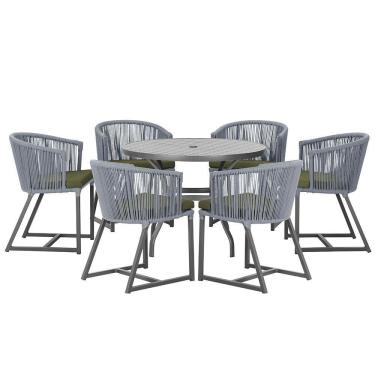 Imagem de Mesa E 6 Cadeiras E Noronha Preto E13 Trama  Prata