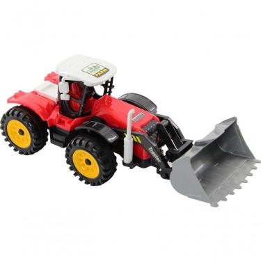 Imagem de Brinquedo Trator Escavadeira Miniatura Articulado Vermelho Fricção 27cm