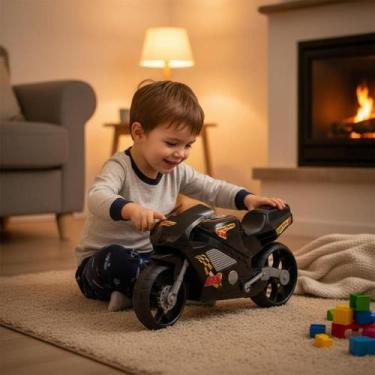 Imagem de Super Moto 360 Esportiva Preto - Moto Elétrica Infantil Bateria Recarr