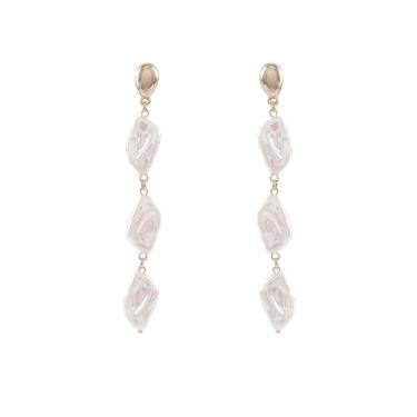 Imagem de Brinco Comprido Armazem Rr Bijoux Pedra Fosca Dourado