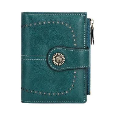 Imagem de Carteira Feminina Antifurto RFID Retrô Com Zíper, Fecho E Bolso Para M