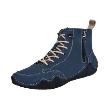 Imagem de Sapatos Casuais De Couro Masculinos 2025 Botas De Tornozelo Feitas À M