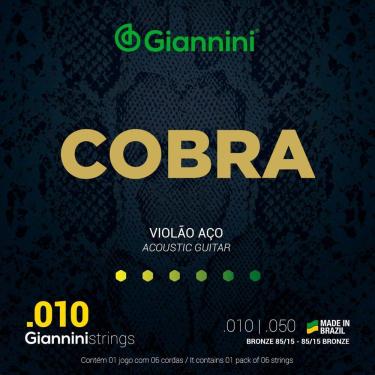 Imagem de Encordoamento Corda Violão Aço Giannini Cobra Bronze 0.10