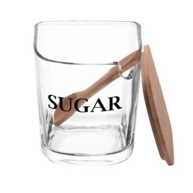 Imagem de Açucareiro Vidro E Tampa Bambu Colher 11X9Cm Basic Clássico - Wolff