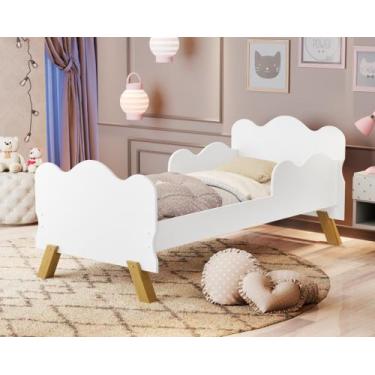 Imagem de Mini Cama Angel em MDF com pés de madeira retro Juvenil Infantil Nuvem