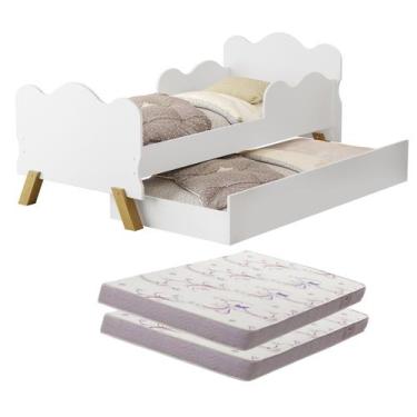 Imagem de Cama Infantil Bicama com Sapateira ou cama Auxiliar Angel em MDF com p