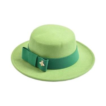 Imagem de Chapéu Fedora Feminino De Moda Com Topo Plano E Laço Para Casamento, I