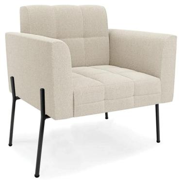 Imagem de Poltrona para Sala Pés Metálicos Preto Ana Boucle Bege - Ibiza