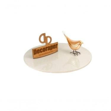 Imagem de Somente Tampo Redondo Laqueado Com Vidro 45cm Off White - DECORAPER