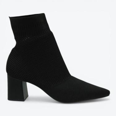 Imagem de Bota Mariotta Knit Salto Médio Feminina 3013101-01 Cor:PretoTamanho:36