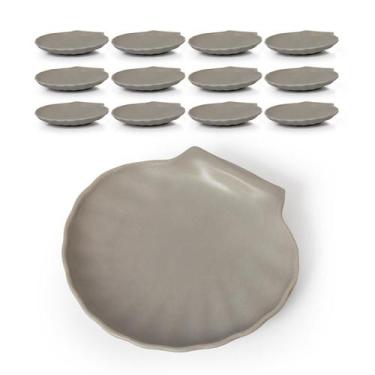 Imagem de Travessa Concha Sushi 12pçs 16,8cm Melamina Concreto Pozzani